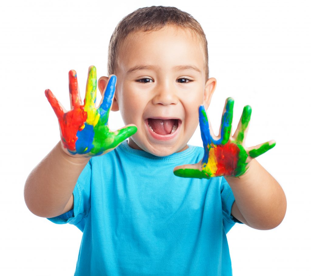 Child with painted hands