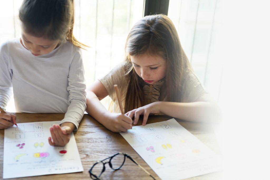 children working on crafts