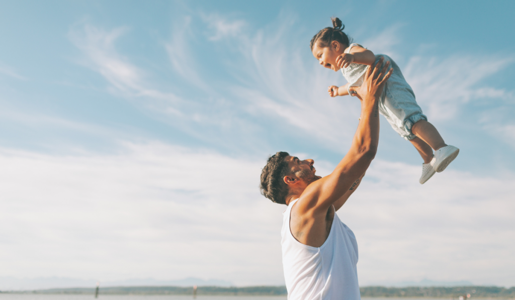 Father playing with daughter