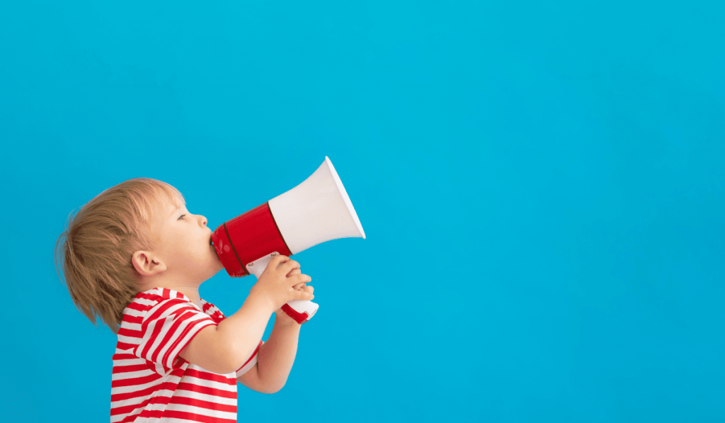 Toddler with megaphone