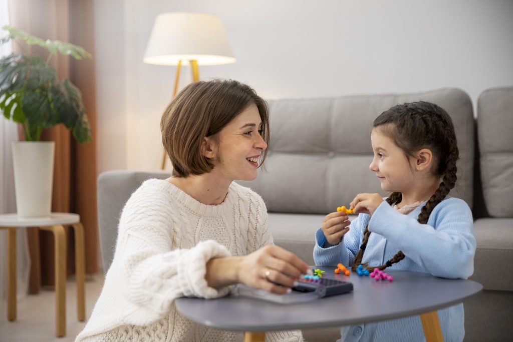 mother and child playing