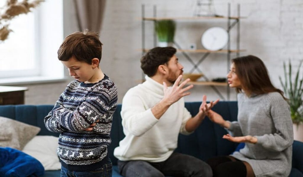 Parents having fight with child present
