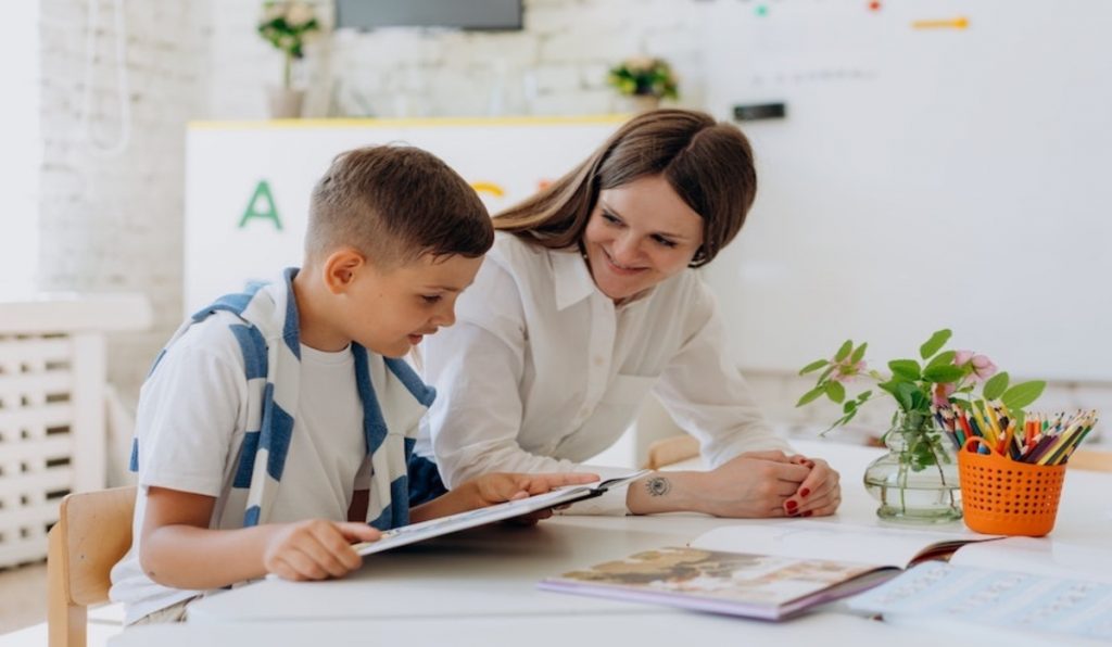 Boy communicating in therapy session