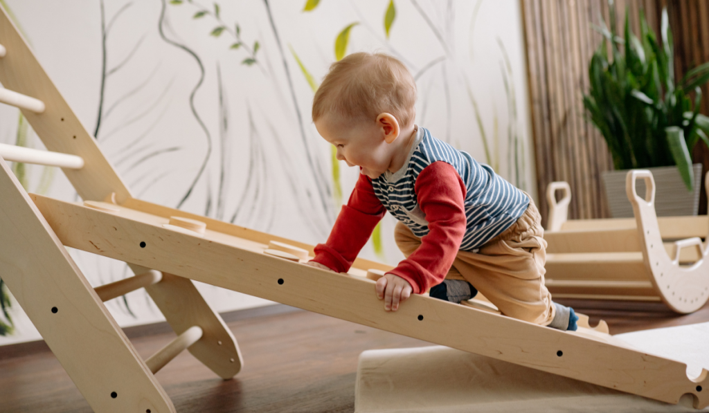 toddler climbing a ladder